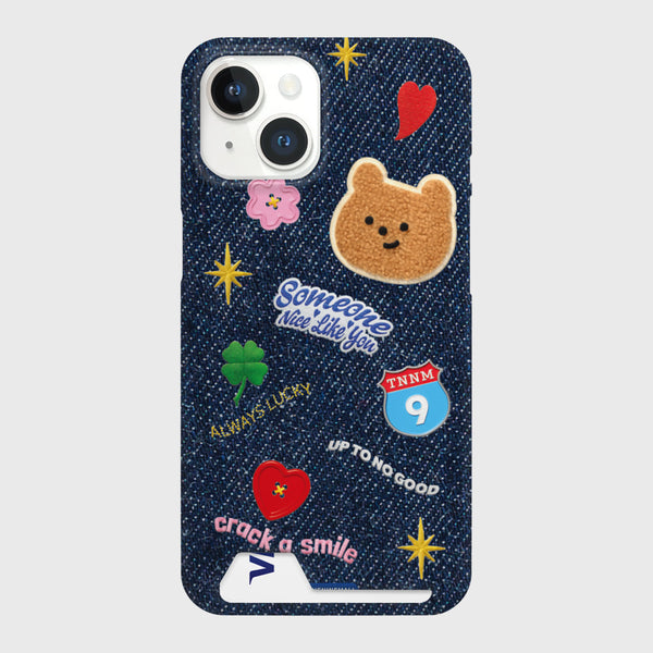 [THENINEMALL] Pattern Denim Patch Hard Phone Case (2 types)