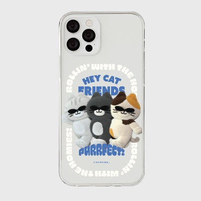 [THENINEMALL] Sunglasses Hey Cat Clear Phone Case (3 types)