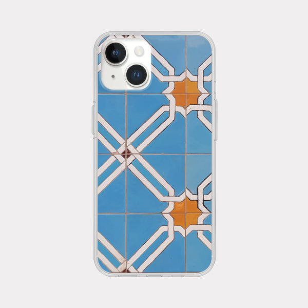 [Mademoment] Old Blue Tile Design Clear Phone Case (3 Types)