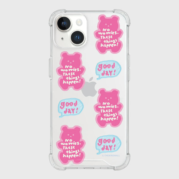 [THENINEMALL] Pattern Good Day Bear Clear Phone Case (3 types)