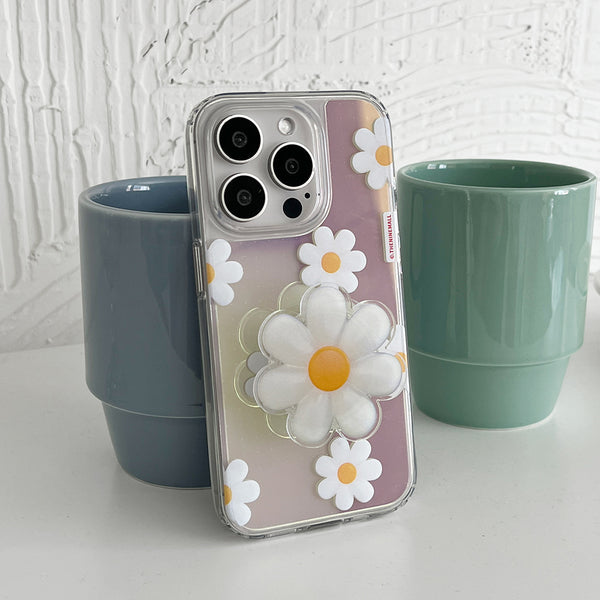 [THENINEMALL] Marguerite Flower Pattern Mirror Phone Case