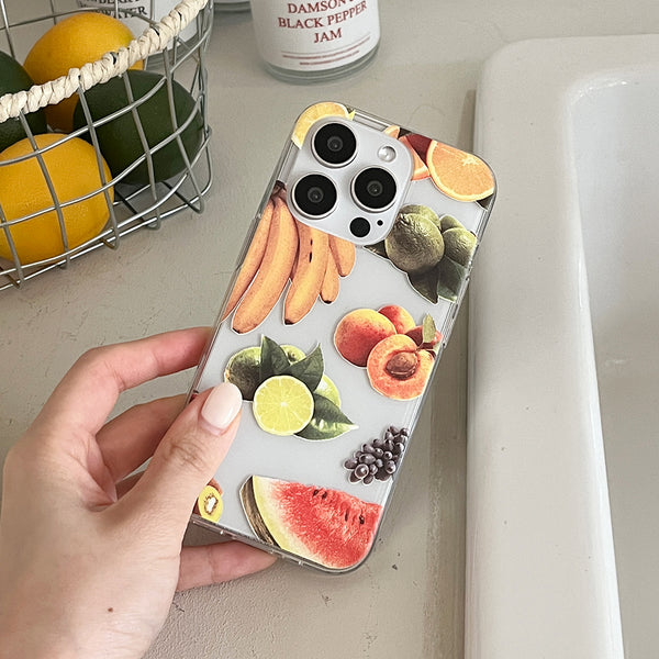 [Mademoment] Juice Fruits Design Clear Phone Case (3 Types)