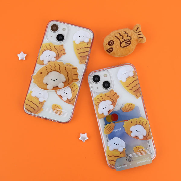 [THENINEMALL] Pattern Fish Bread Puppy Clear Phone Case (4 types)