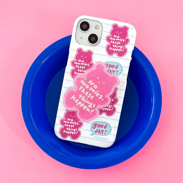 [THENINEMALL] Pattern Good Day Bear Hard Phone Case (2 types)