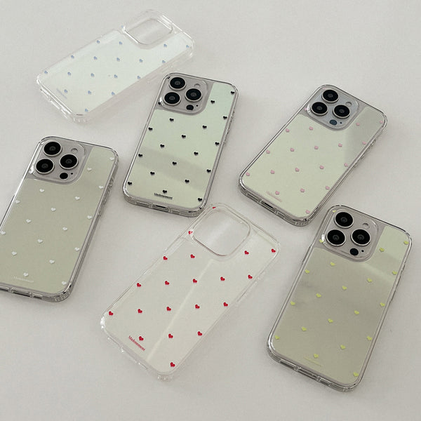 [Mademoment] Small Heart Pattern Design Glossy Mirror Phone