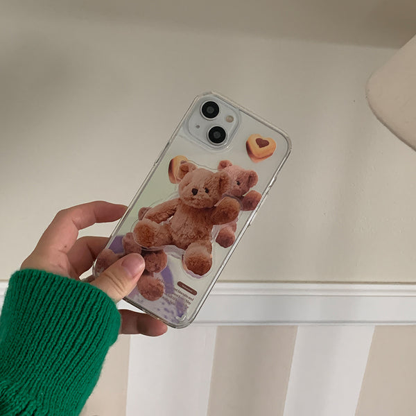 [Mademoment] Pattern Sweet Some Teddy Design Glossy Mirror Phone