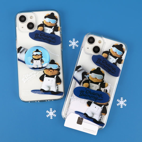 [THENINEMALL] Pattern Snowboarder Gummy Clear Phone Case (4 types)