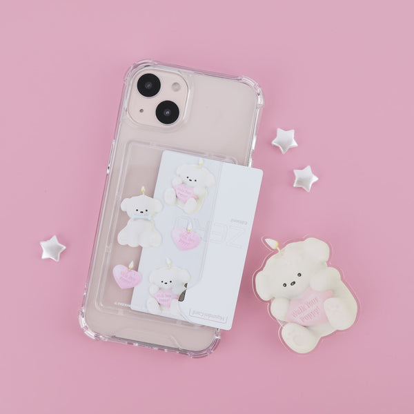 [THENINEMALL] Puppy Candle Pattern Clear Phone Case (4 types)