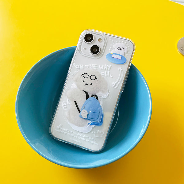 [THENINEMALL] Student Puppy Clear Phone Case (3 types)