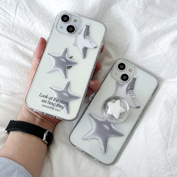 [Mademoment] Balloon Shinning Star Design Clear Phone Case (3 Types)