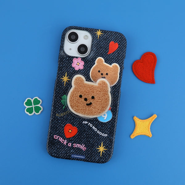 [THENINEMALL] Pattern Denim Patch Hard Phone Case (2 types)