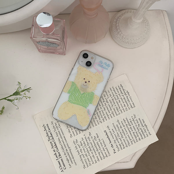 [Mademoment] Big Knit Bear Design Clear Phone Case (3 Types)