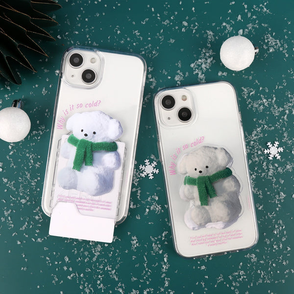 [THENINEMALL] Puppy Snowman Clear Phone Case (4 types)