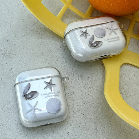 [Mademoment] Vintage Shell Design Clear AirPods Case