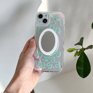 [Mademoment] Wave Of Happiness Lettering Design Glossy Mirror Phone Case