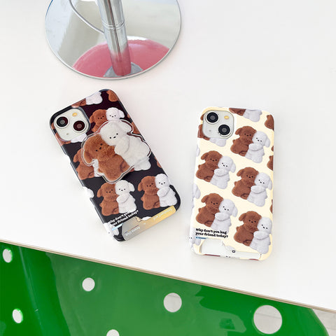 [THENINEMALL] Pattern Hug Puppy Hard Phone Case (2 types)