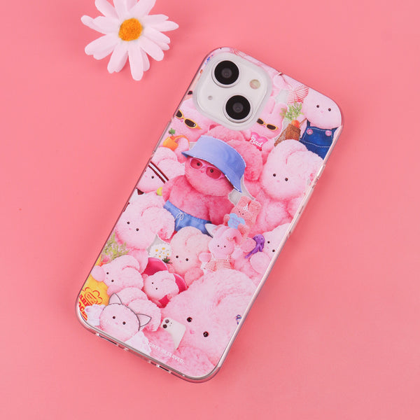 [THENINEMALL] Pink Windy Mood Clear Phone Case (3 types)