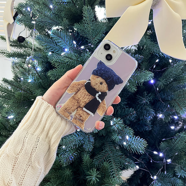 [Mademoment] Winter Fluffy Teddy Design Glossy Mirror Phone