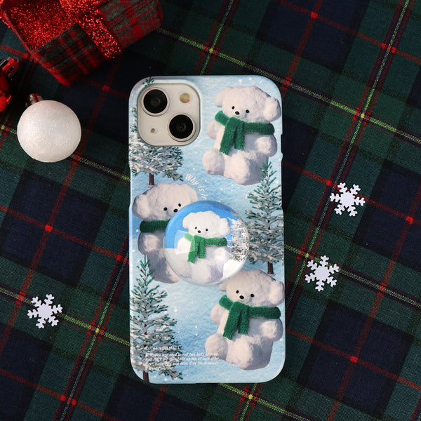 [THENINEMALL] Pattern Puppy Snowman Hard Phone Case (2 types)