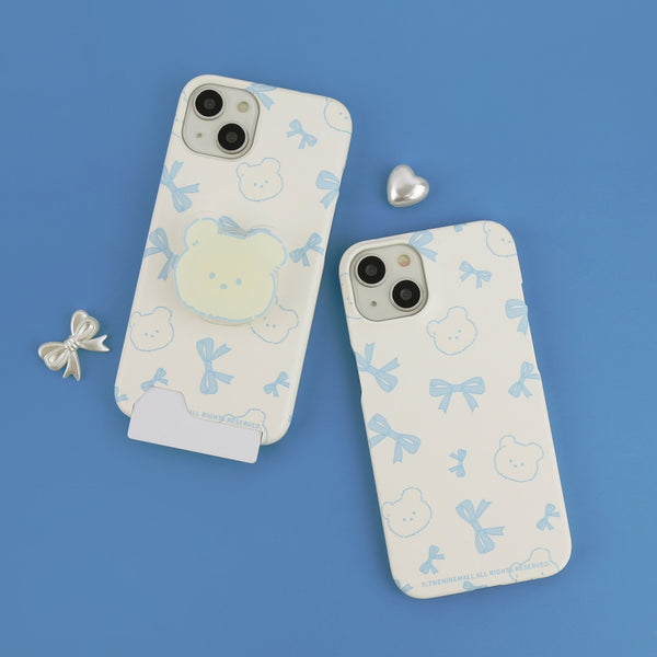 [THENINEMALL] Lovely Ribbon Pattern Hard Phone Case (2 types)