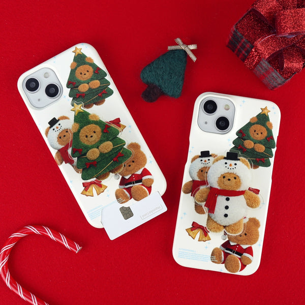 [THENINEMALL] Pattern Happy Holiday Gummy Hard Phone Case (2 types)