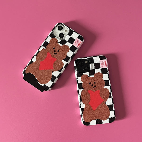 [THENINEMALL] Gummy Checkerboard Rug Hard Phone Case (2 types)