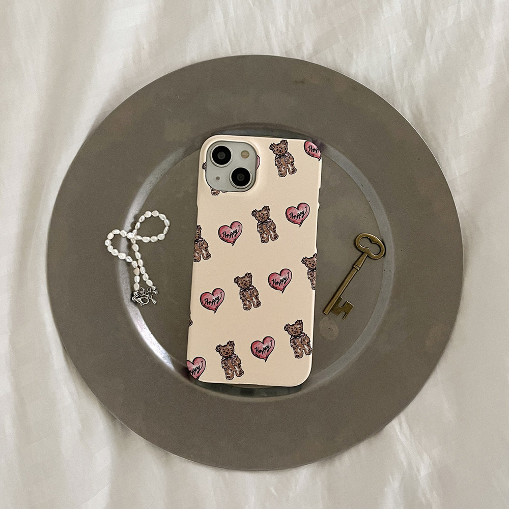 [Mademoment] Heart Teddy Pattern Design Phone Case