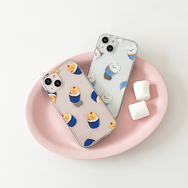 [THENINEMALL] Pattern Gummy Muffin Clear Phone Case (3 types)