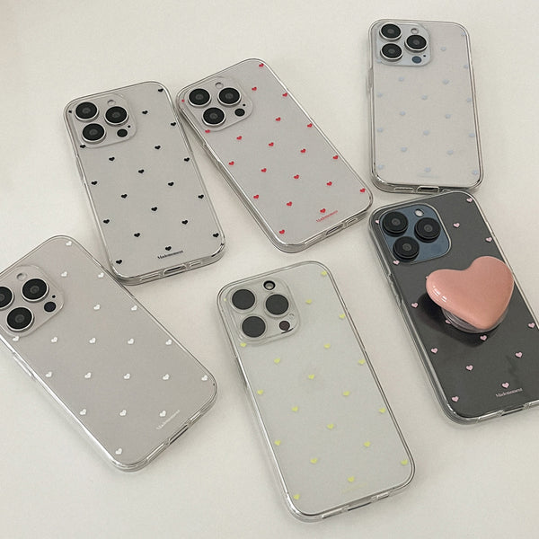 [Mademoment] Small Heart Pattern Design Clear Phone Case (3 Types)