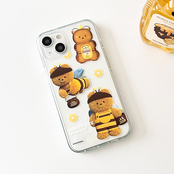 [THENINEMALL] Pattern Honey Bee Gummy Clear Phone Case (3 types)