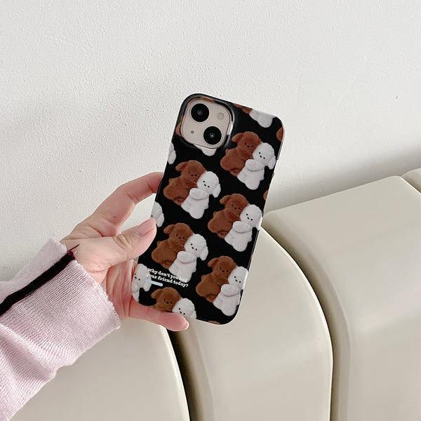 [THENINEMALL] Pattern Hug Puppy Hard Phone Case (2 types)