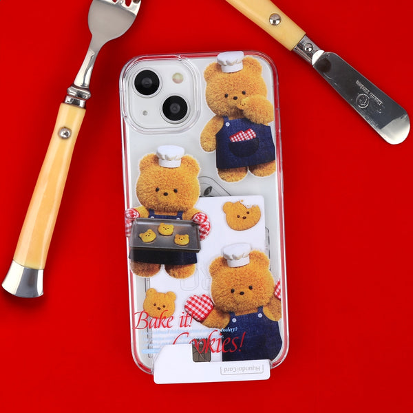 [THENINEMALL] Pattern Cookie Gummy Clear Phone Case (3 types)