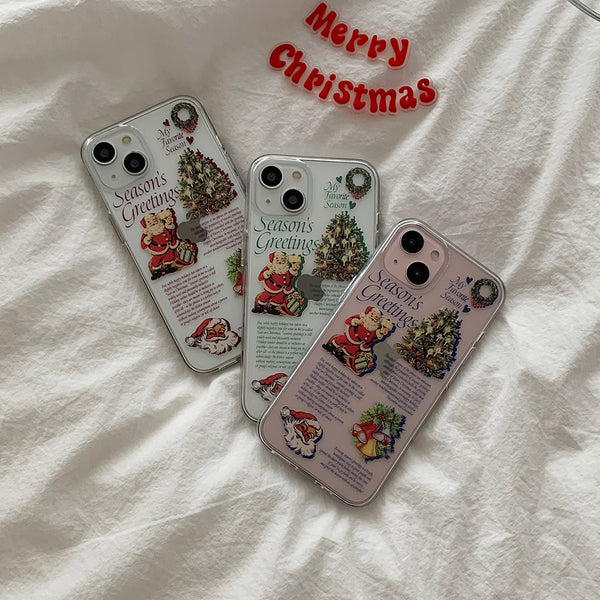 [Mademoment] Vintage Seasons Greetings Design Clear Phone Case (3 Types)