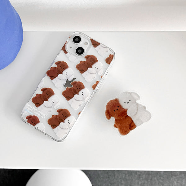 [THENINEMALL] Pattern Hug Puppy Clear Phone Case (3 types)