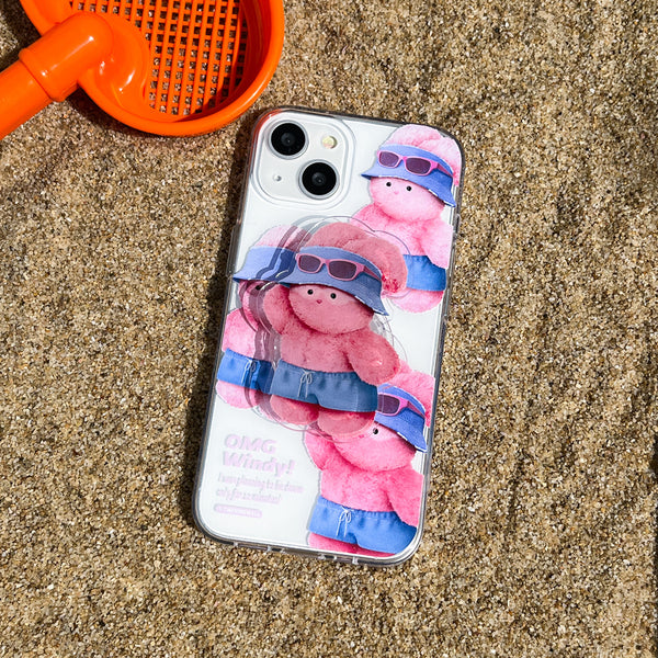 [THENINEMALL] Pattern Tanning Windy Clear Phone Case (3 types)