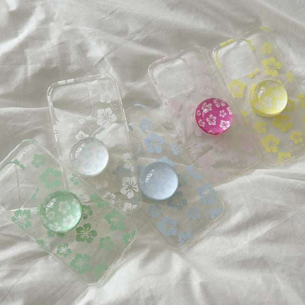 [Mademoment] Aloha Flower Design Clear Phone Case (3 Types)