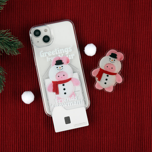 [THENINEMALL] Greetings Windy Snowman Clear Phone Case (4 types)