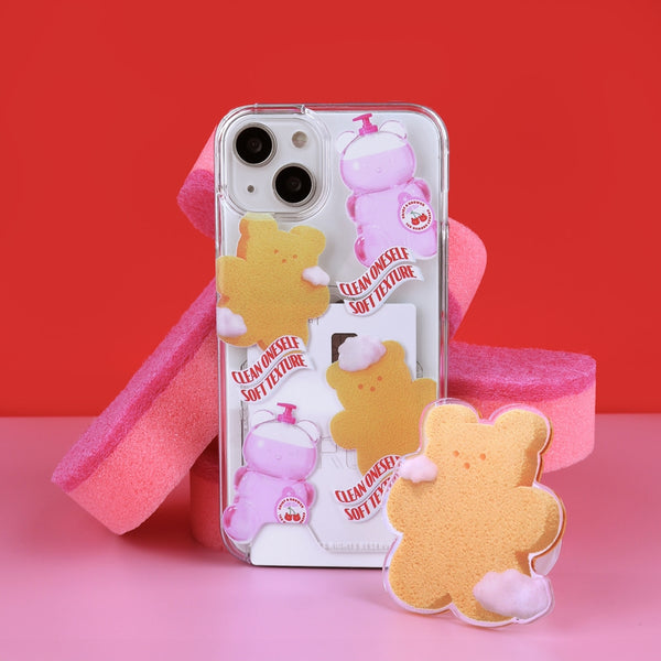 [THENINEMALL] Pattern Loofah Gummy Clear Phone Case (3 types)