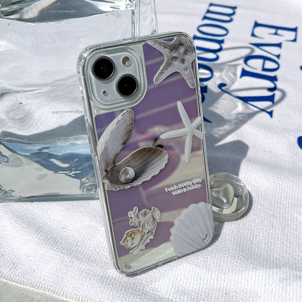 [Mademoment] Vintage Shell Design Glossy Mirror Phone Case