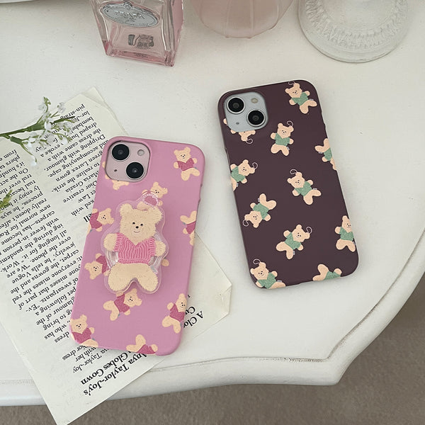 [Mademoment] Pattern Knit Bear Keyring Design Phone Case