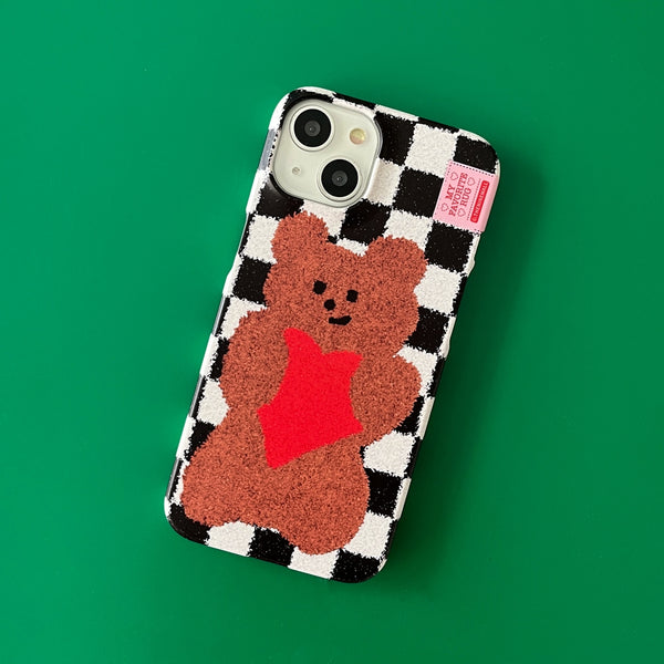 [THENINEMALL] Gummy Checkerboard Rug Hard Phone Case (2 types)