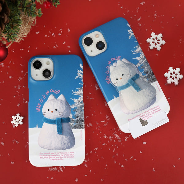 [THENINEMALL] Hey Cat Snowman Hard Phone Case (2 types)