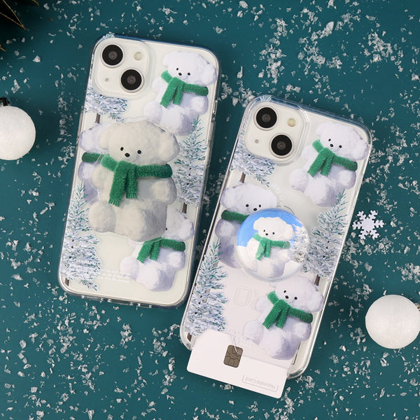 [THENINEMALL] Pattern Puppy Snowman Clear Phone Case (3 types)