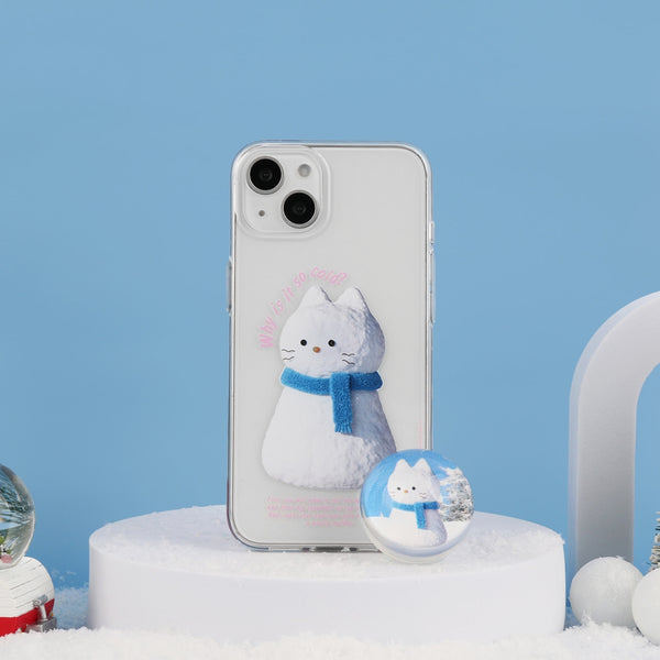 [THENINEMALL] Hey Cat Snowman Clear Phone Case (4 types)