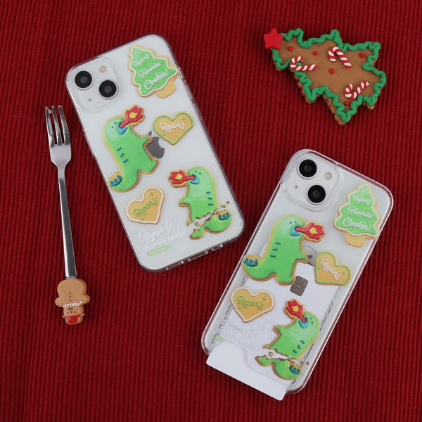 [THENINEMALL] Raptor Cookie Pattern Clear Phone Case (4 types)