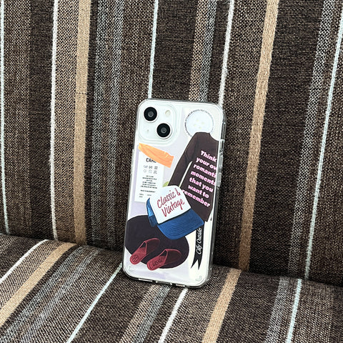 [Mademoment] Chilly Outside Sticker Design Glossy Mirror Phone Case