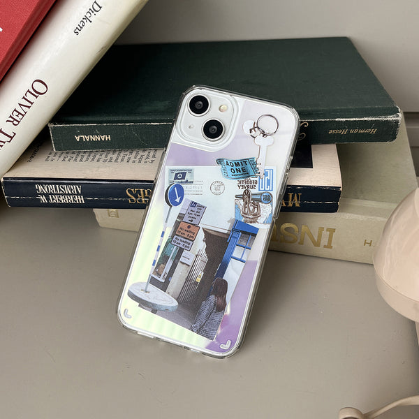 [Mademoment] Old Stickers Scrap Design Glossy Mirror Phone Case