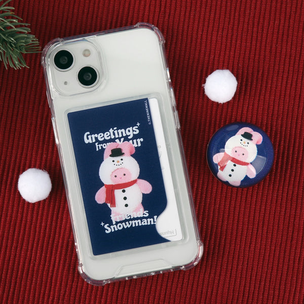 [THENINEMALL] Greetings Windy Snowman Clear Phone Case (4 types)