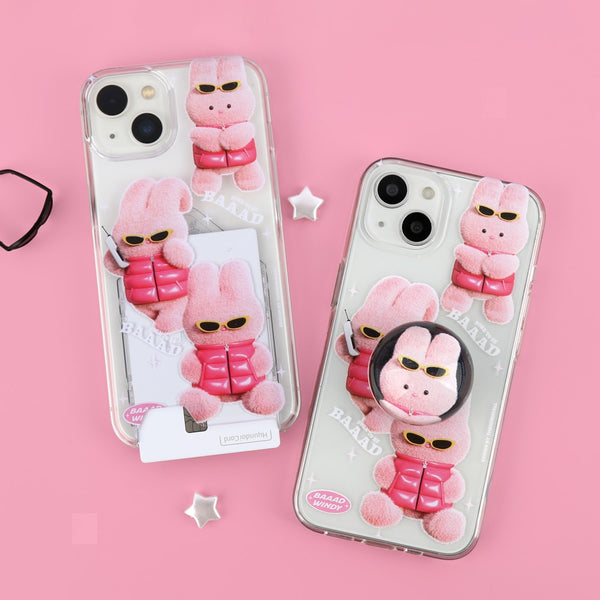 [THENINEMALL] Pattern Puffer Bad Windy Clear Phone Case (4 types)