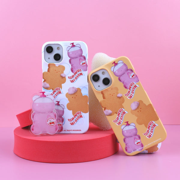 [THENINEMALL] Pattern Loofah Gummy Hard Phone Case (2 types)